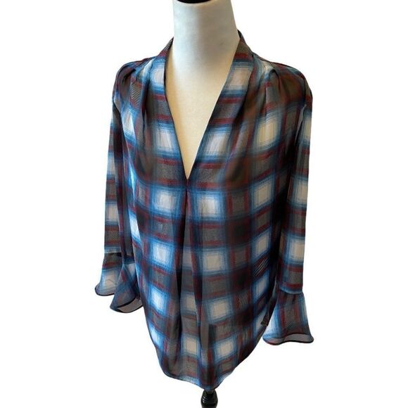 JOEFRESH Plaid Loose 3/4Length Sleeve Top S - Picture 2 of 7